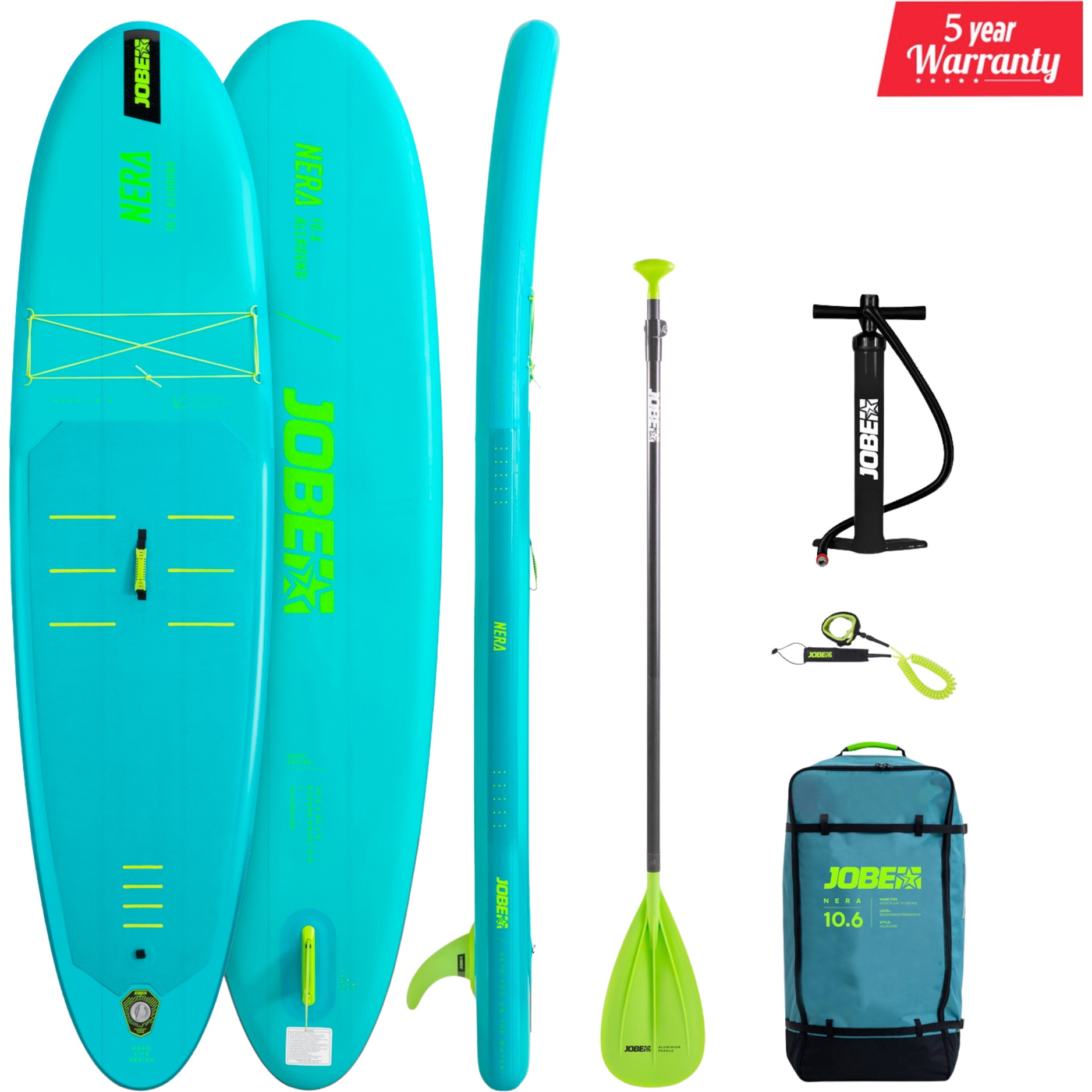 2026 Jobe Aero Nera SUP Lite Board 10.6 Package 486425011 - Turquoise / Green
